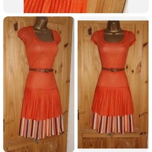 Orange vintage style retro 50s 60s 70s stretchy repro Mad Men tea dress